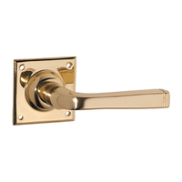 Tradco Menton Door Lever Handle on Square Rose 60mm Polished Brass 0677