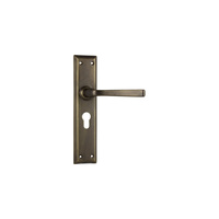 Tradco Menton Lever on Long Backplate Euro Antique Brass 0678E