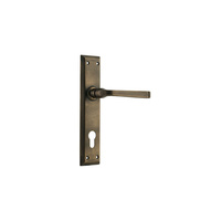 Out of Stock: ETA End July - Tradco Menton Lever on Long Backplate Euro 85mm Antique Brass 0678E85