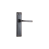 Tradco Menton Door Lever Handle on Long Backplate Passage Antique Copper 0681