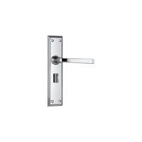 Tradco Menton Door Lever Handle on Long Backplate Privacy Chrome Plated 0684P