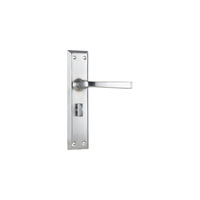 Tradco Menton Door Lever Handle on Long Backplate Privacy Satin Chrome 0687P