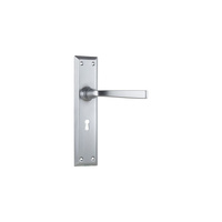 Tradco Menton Door Lever Handle on Long Backplate Lock Satin Chrome 0688