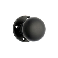 Tradco Retro Fit Mortice Door Knob on Round Rose Matt Black 0699