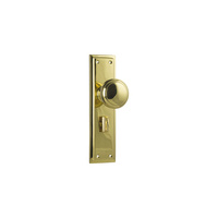 Tradco Milton Knob on Long Backplate Privacy Polished Brass 0720P