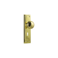 Tradco Milton Knob on Long Backplate Lock Polished Brass 0721