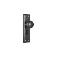 Tradco Milton Knob on Long Backplate Privacy Antique Copper 0728P