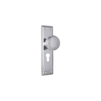 Tradco Milton Knob on Long Backplate Euro Chrome Plated 0732E