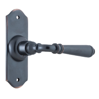 Tradco Reims Door Lever Handle on Short Backplate Passage Antique Copper 0748