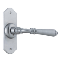 Tradco Reims Door Lever Handle on Short Backplate Passage Satin Chrome 0751