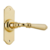 Tradco Reims Door Lever Handle on Short Backplate Passage Polished Brass 0773