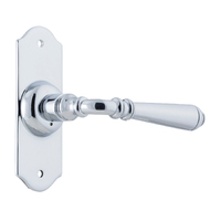 Tradco Reims Door Lever Handle on Short Backplate Passage Chrome Plated 0779