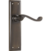 Tradco Milton Door Lever Handle on Long Backplate Passage Antique Brass 0786