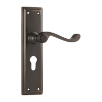 Tradco Milton Door Lever Handle on Long Backplate Euro Antique Brass 0786E