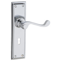 Tradco Milton Door Lever Handle on Long Backplate Lock Chrome Plated 0791