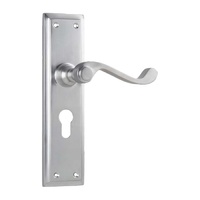 Tradco Milton Door Lever Handle on Long Backplate Euro Satin Chrome 0794E