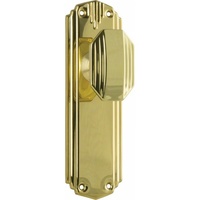 Tradco Napier Art Deco Door Knob on Backplate Passage Polished Brass 0800