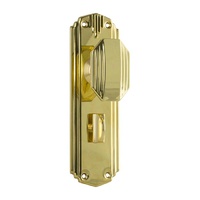 Tradco Napier Art Deco Door Knob on Backplate Privacy Polished Brass 0800P