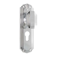 Tradco Napier Art Deco Door Knob on Backplate Euro Chrome Plated 0804E