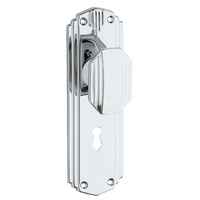 Tradco Napier Art Deco Door Knob on Backplate Bitkey Chrome Plated 0805