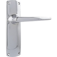 Tradco Retro Lever Handle on Rectangular Backplate Passage Chrome Plated 0820