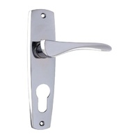 Tradco Mid-Century Lever on Rectangular Backplate Euro Chrome Plated 0822E