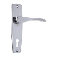 Tradco Mid-Century Lever Handle on Rectangular Backplate Lock Chrome Plated 0823
