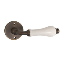 Restocking Soon: ETA Mid May - Tradco Exeter Lever on Rose Ivory Porcelain Antique Brass 50mm 0837