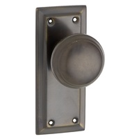 Tradco Richmond Door Knob on Short Backplate Passage Antique Brass 0840