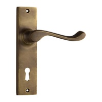 Tradco Fremantle Lever Handle on Rectangular Backplate Lock Antique Brass 0846
