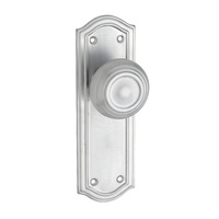 Restocking Soon: ETA End May - Tradco Kensington Door Knob on Backplate Passage Satin Chrome 0872