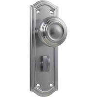 Tradco Kensington Door Knob on Backplate Privacy Satin Chrome 0872P