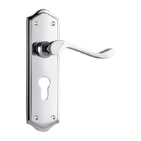 Tradco Henley Door Lever Handle on Shouldered Backplate Euro Chrome Plated 0874E
