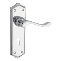 Tradco Henley Door Lever Handle on Shouldered Backplate Lock Chrome Plated 0875