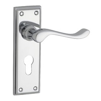 Tradco Camden Lever Handle on Rectangular Backplate Euro Chrome Plated 0876E