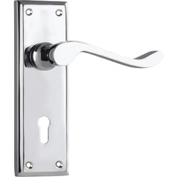Tradco Camden Lever Handle on Rectangular Backplate Lock Chrome Plated 0877