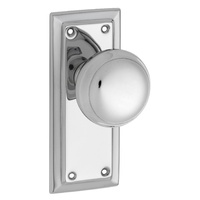 Tradco Richmond Door Knob on Short Backplate Passage Chrome Plated 0880