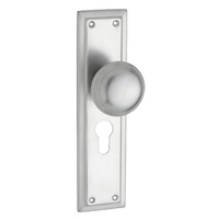 Tradco Richmond Door Knob on Long Backplate Euro Satin Chrome 0884E