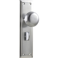 Tradco Richmond Door Knob on Long Backplate Privacy Satin Chrome 0884P