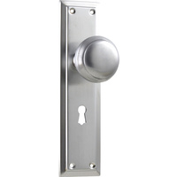 Tradco Richmond Door Knob on Long Backplate Lock Satin Chrome 0885