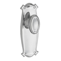 Tradco Bungalow Door Knob on Backplate Passage Chrome Plated 0886