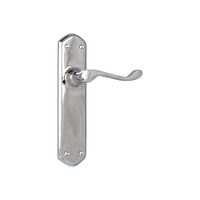 Tradco Windsor Lever Handle on Shouldered Backplate Passage Chrome Plated 0890