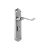 Tradco Windsor Lever Handle on Shouldered Backplate Privacy Satin Chrome 0892P