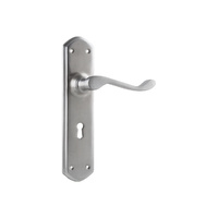 Tradco Windsor Lever Handle on Shouldered Backplate Lock Satin Chrome 0893