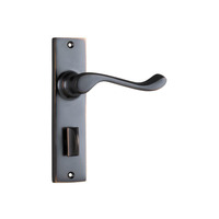 Out of Stock: ETA Early December - Tradco Fremantle Lever on Rectangular Backplate Privacy Antique Copper 0895P