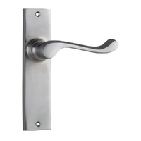 Tradco Fremantle Door Lever Handle on Rectangular Backplate Passage Satin Chrome 0897