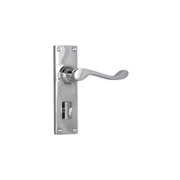 Tradco Victorian Door Lever Handle on Long Backplate Privacy Chrome Plated 0907P