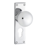 Out of Stock: ETA Early July - Tradco Victorian Knob on Long Backplate Euro Chrome Plated 0910E