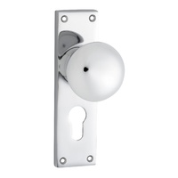 Tradco Victorian Knob on Long Backplate Euro Chrome Plated 0910E