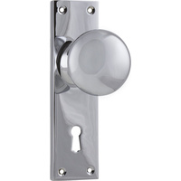 Tradco Victorian Knob on Long Backplate Lock Chrome Plated 0911